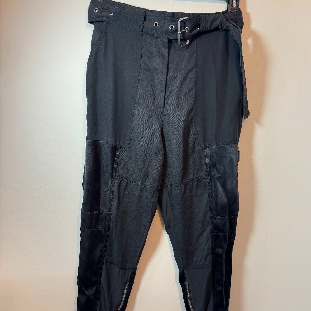 3.1 Phillip Lim Belted Patchwork Cargo Pants, Size 0, Black